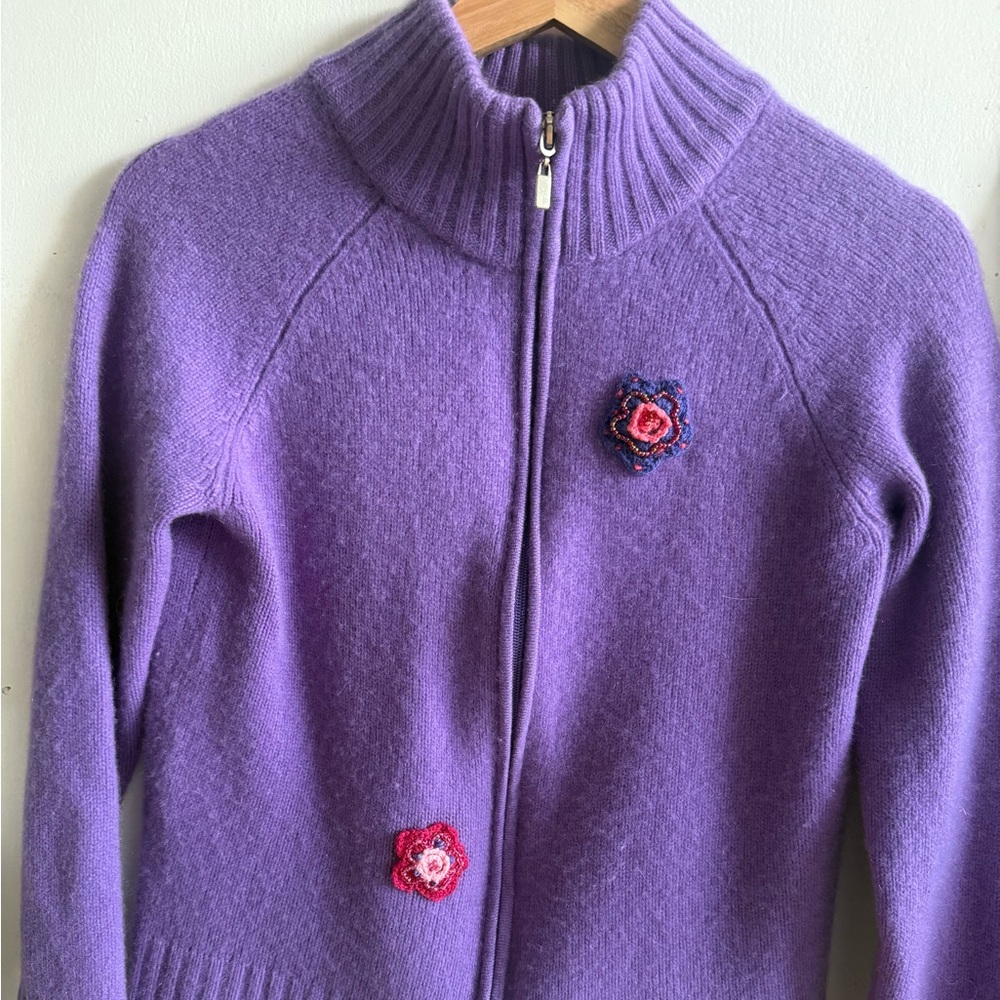 Cashmere Sweater with Floral Accents